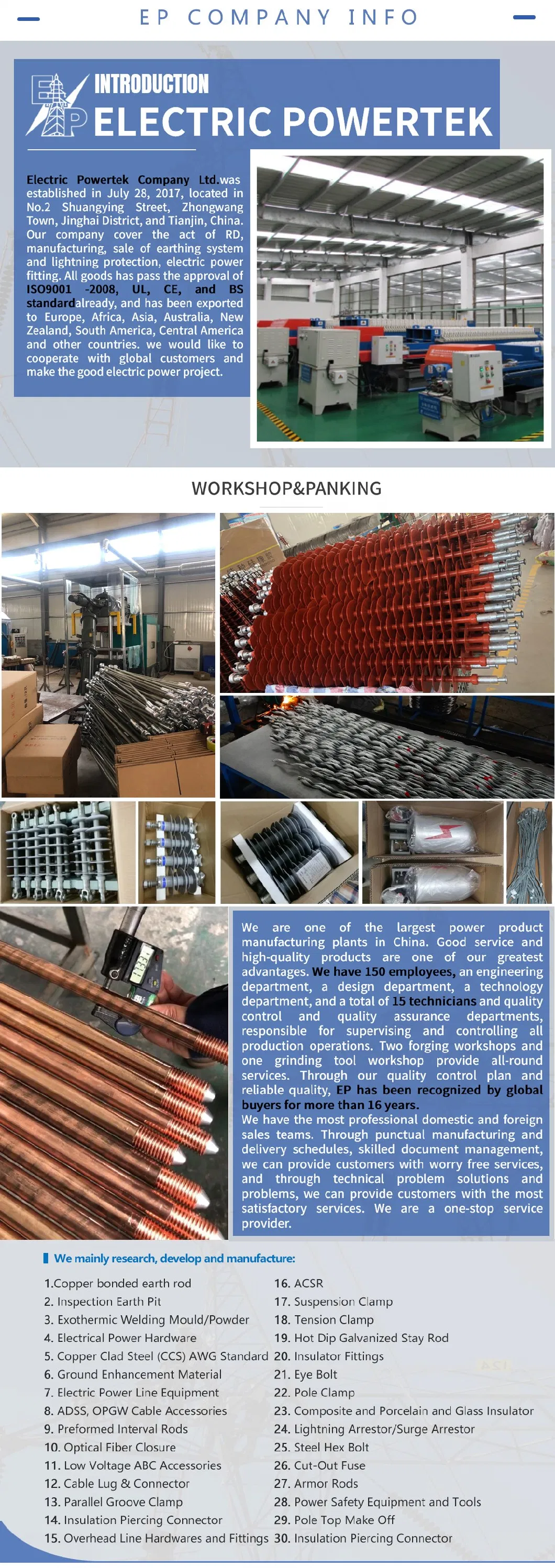 Copper Bonded Earth Rod Price Copperweld Clad Steel Ground Copper Rod Price for Earthing System