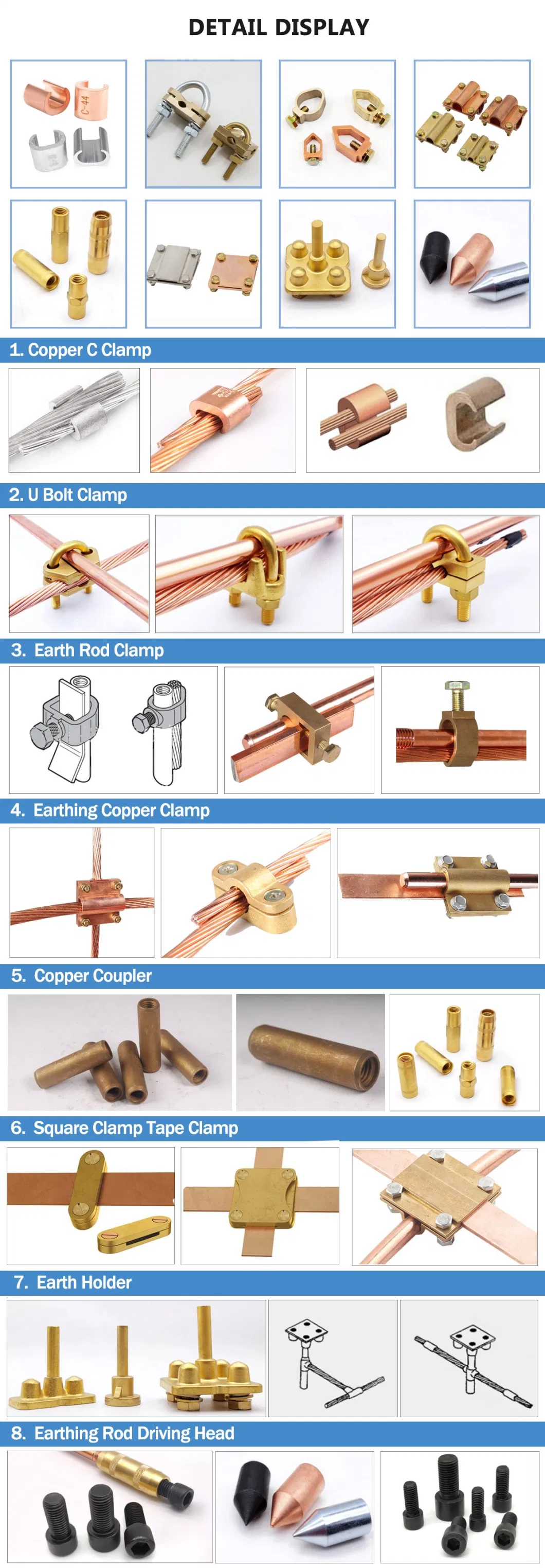 Wholesale Price Anti-Corrosion Copper U Bolt Clamp for Grounding System